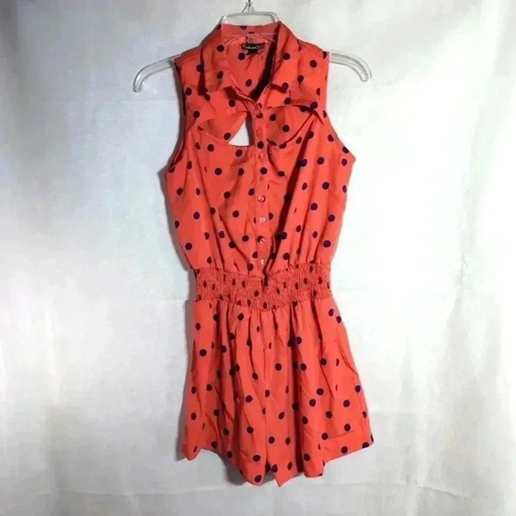 Pink and Blue Poka Dot Jumper Shorts Peek a Boo sz M - Picture 1 of 3